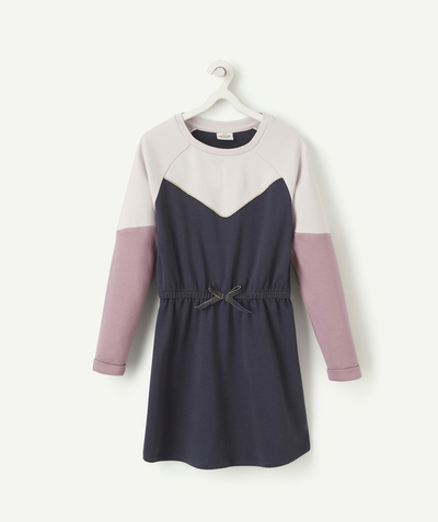 90' trends radius - PURPLE AND NAVY BLUE COLORBLOCK DRESS FOR GIRLS