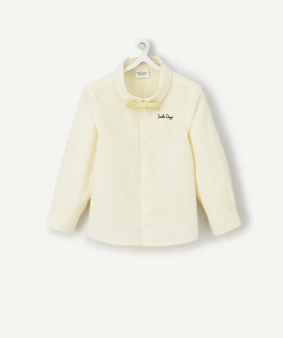 Special Occasion Collection radius - BABY BOYS' YELLOW AND WHITE STRIPED COTTON SHIRT