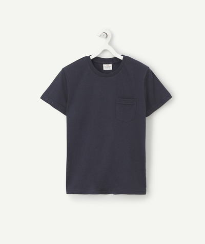 T-shirt  radius - BOYS' NAVY BLUE COTTON T-SHIRT WITH SHORT SLEEVES