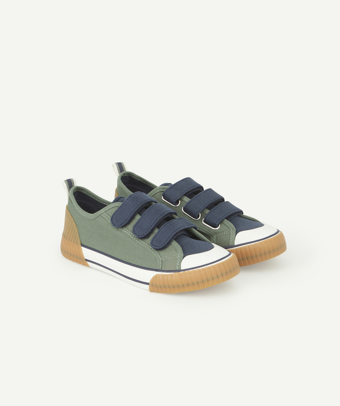Trainers radius - BOYS' NAVY BLUE AND KHAKI TRAINERS WITH HOOK AND LOOP FASTENERS
