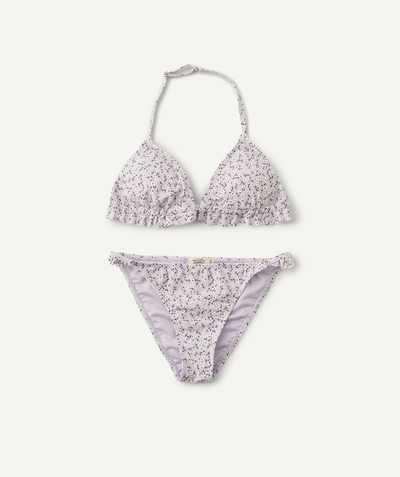Original days Sub radius in - TWO-PIECE PURPLE FLOWER-PATTERNED SWIMSUIT IN RECYCLED FIBRES