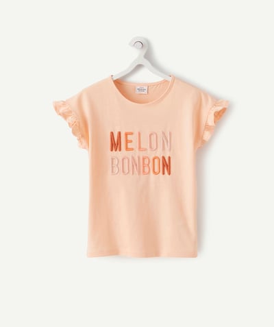 T-shirt Rayon - LE T-SHIRT ROSE EN COTON BIOLOGIQUE AVEC MESSAGE BRODÉ