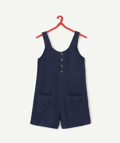 Jumpsuits - Dungarees Tao Categories - NAVY BLUE PLAYSUIT WITH BUTTONS AND POCKETS