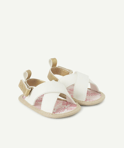 Outlet radius - WHITE AND GOLDEN SANDAL-STYLE SLIPPERS