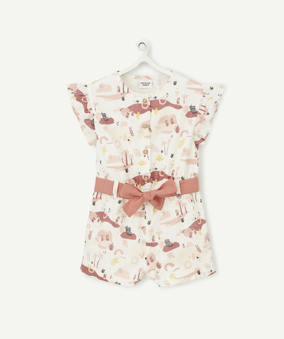 Low prices radius - CREAM COTTON PLAYSUIT PRINTED IN SHADES OF PINK