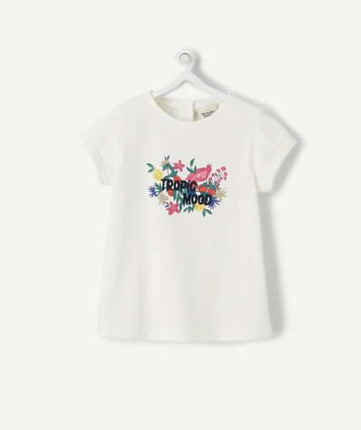 Baby-girl radius - T-SHIRT IN ORGANIC COTTON WITH A TROPICAL DESIGN