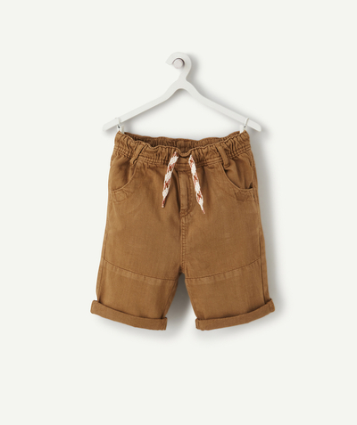 Shorts - Bermuda shorts radius - BOYS' BROWN BERMUDA SHORTS WITH COLOURED DRAWSTRING CORDS