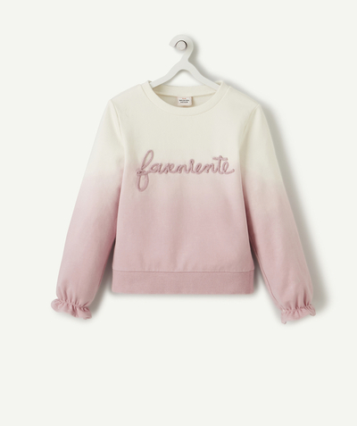 Girl radius - PINK AND WHITE SWEATSHIRT WITH EMBROIDERED MESSAGE