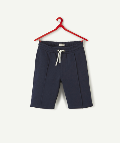 Low prices radius - NAVY BLUE BERMUDA SHORTS IN COTTON PIQUE WITH CORDS