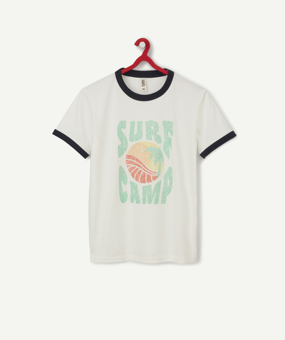 All collection Sub radius in - WHITE ORGANIC COTTON T-SHIRT WITH A COLOURED DESIGN