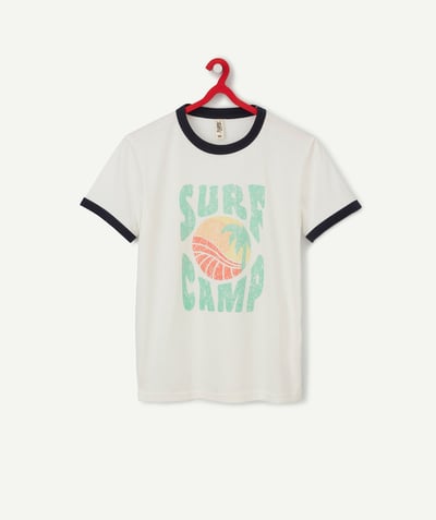 Sales Sub radius in - WHITE ORGANIC COTTON T-SHIRT WITH A COLOURED DESIGN
