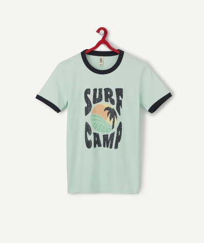 Private sales radius - GREEN T-SHIRT IN ORGANIC COTTON WITH A SURF DESIGN