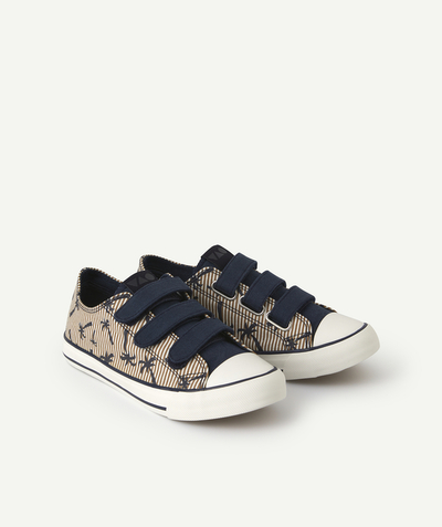 Trainers Tao Categories - BOYS' STRIPED COTTON TRAINERS WITH HOOK AND LOOP FASTENING