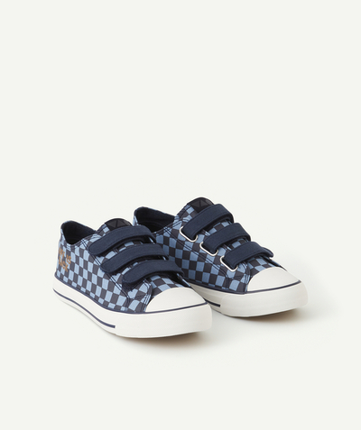 Private sales radius - BOYS' CHEQUERED COTTON TRAINERS WITH A HOOK AND LOOP FASTENING