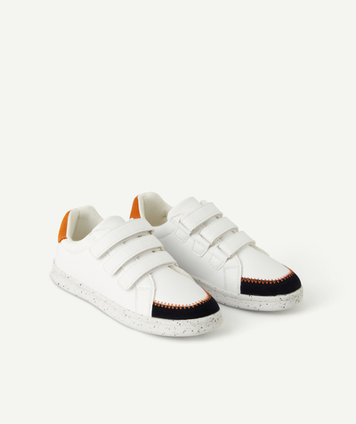 Boys radius - BOYS' WHITE  TRAINERS WITH ORANGE DETAILS AND HOOK AND LOOP FASTENINGS
