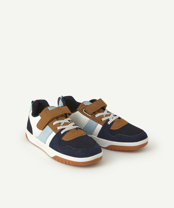 Trainers radius - BOYS' BROWN AND BLUE TRAINERS WITH HOOK AND LOOP FASTENINGS AND LACES