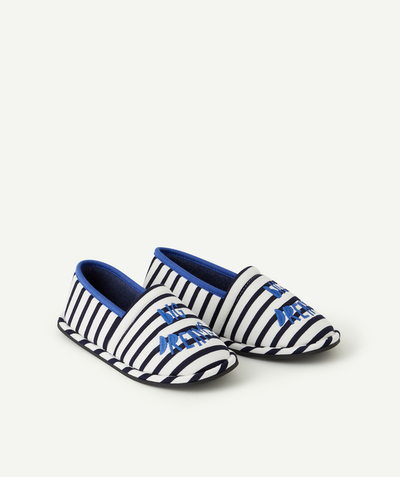 Boy radius - BLUE AND WHITE STRIPED COTTON SLIPPERS FOR BOYS