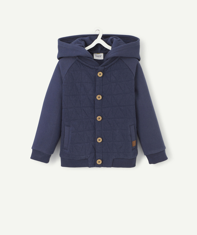 Special Occasion Collection radius - BABY BOYS' NAVY BLUE QUILTED JACKET WITH A REMOVABLE HOOD