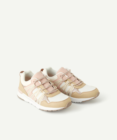 Private sales radius - GIRLS' BEIGE AND PALE PINK TRAINERS WITH ELASTICATED LACES