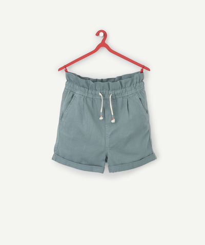 Shorts - Bermuda shorts family - GIRLS' GREEN SHORTS IN ECO-FRIENDLY VISCOSE