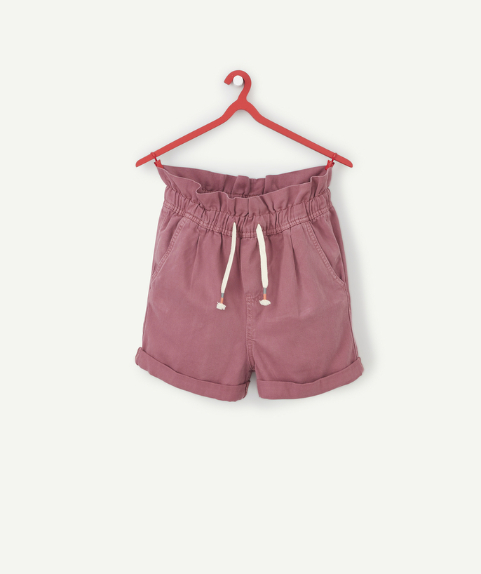 Shorts - Skirt Sub radius in - GIRLS' FLUID BURGUNDY SHORTS IN ECO-FRIENDLY VISCOSE