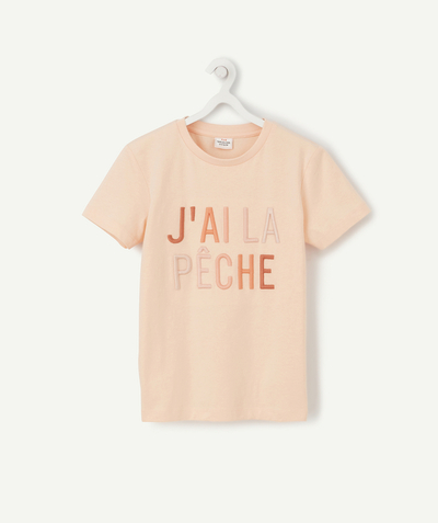 Boy radius - PINK T-SHIRT IN ORGANIC COTTON WITH AN EMBROIDERED MESSAGE