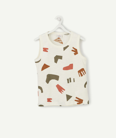 Private sales radius - WHITE T-SHIRT IN RECYCLED COTTON WITH COLOURED SHAPES