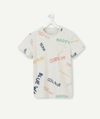Boy radius - GREY T-SHIRT IN RECYCLED COTTON WITH COLOURED MESSAGES