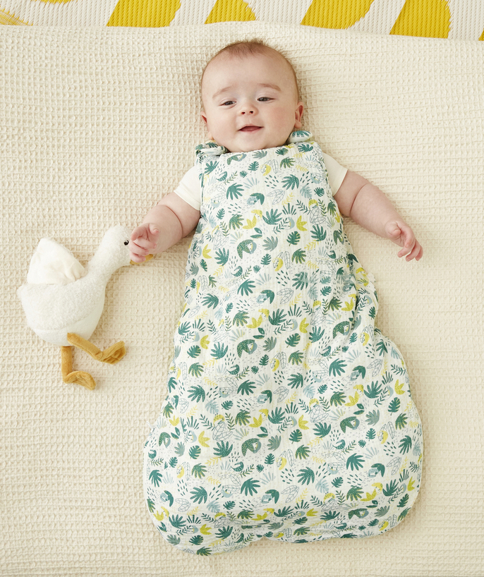 All collection radius - PRINTED  COTTON GAUZE BABY SLEEPING BAG IN RECYCLED PADDING