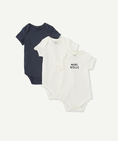 New collection radius - PACK OF 3 BODIES IN ORGANIC COTTON, MINI NOUS AND NAVY BLUE