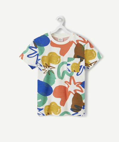 Low prices radius - WHITE T-SHIRT IN ORGANIC COTTON WITH COLOURED SHHAPES