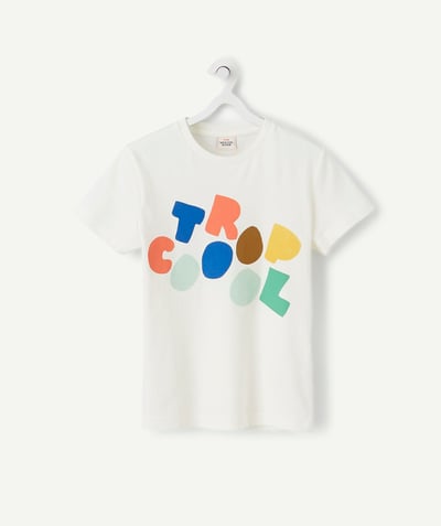 T-shirty - Koszulki Rayon - BIAŁY T-SHIRT Z BAWEŁNY EKOLOGICZNEJ COOL DLA CHŁOPCA