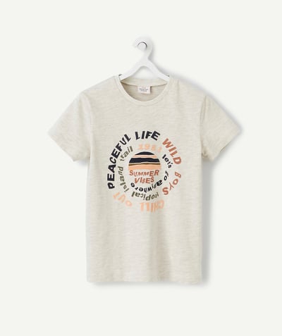 T-shirty - Koszulki Rayon - SZARY T-SHIRT Z BAWEŁNY EKOLOGICZNEJ Z FILCOWĄ APLIKACJĄ