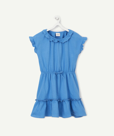 Sales radius - BLUE COTTON DRESS WITH FRILLS