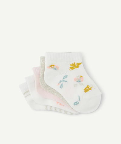 Baby-girl radius - PACK OF FIVE PAIRS OF BABY GIRLS' PLAIN AND SEQUINNED SOCKETTES