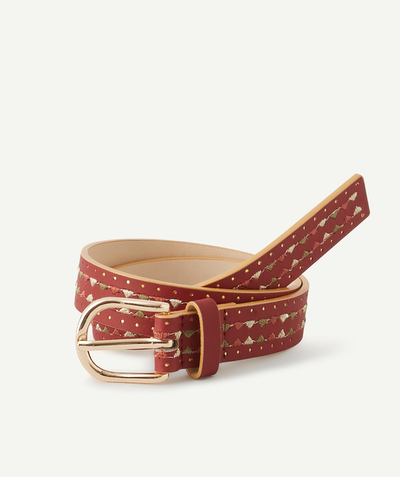 Girl radius - GIRLS' PLUM BELT IN RECYCLED FIBRES WITH EMBROIDERED DETAILS
