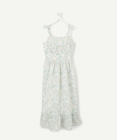 Dress Tao Categories - LONG AND FLUID WHITE FLOWER-PATTERNED DRESS