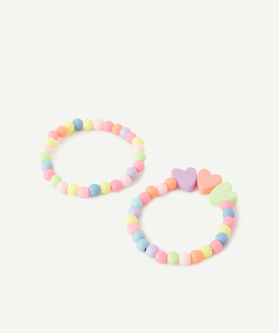 Jewellery Tao Categories - SET OF TWO GIRLS' BRACELETS WITH COLOURED BEADS AND HEARTS