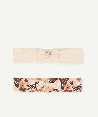 Baby-girl radius - SET OF TWO PLAIN AND COLOURED PRINT HAIRBANDS WITH BOWS