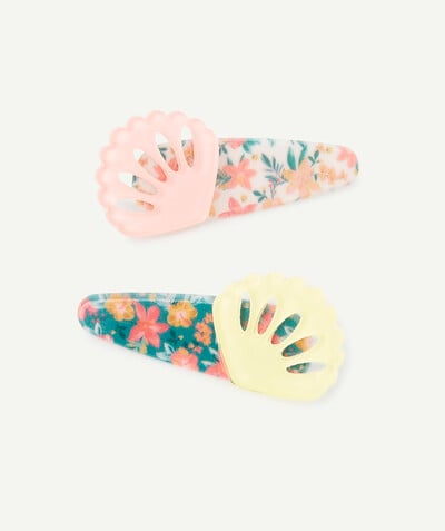 Girl radius - SET OF TWO COLOURED AND FLOWER-PATTERNED HAIR CLIPS