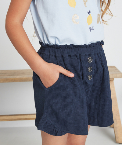 Girl radius - MIDNIGHT BLUE WRINKLED EFFECT SHORTS WITH FRILLS