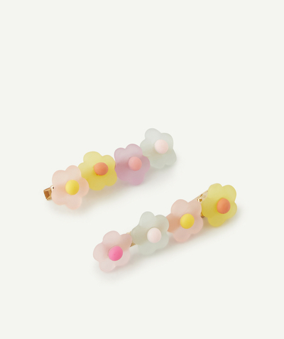 Hair accessories Tao Categories - SET OF TWO COLOURED FLOWER HAIR CLIPS FOR GIRLS