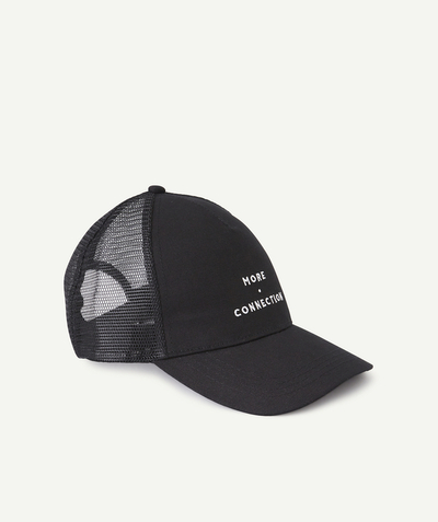 Beach collection Sub radius in - BLACK COTTON CAP WITH A MESSAGE AND NET