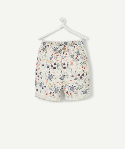 short Tao Categories - WHITE HAREM-STYLE BERMUDA SHORTS WITH SEABED PRINT