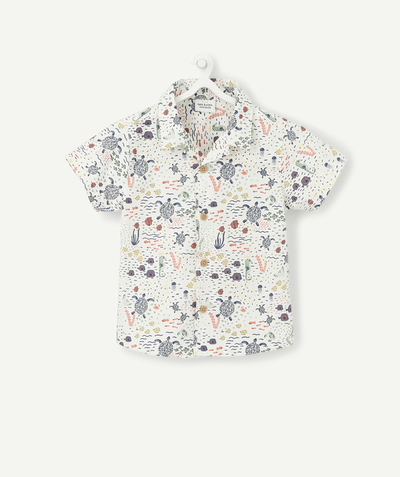 Shirt - polo Tao Categories - BABY BOYS' WHITE SHIRT WITH A DEEP SEA PRINT