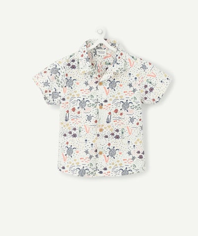 Shirt and polo radius - BABY BOYS' WHITE SHIRT WITH A DEEP SEA PRINT