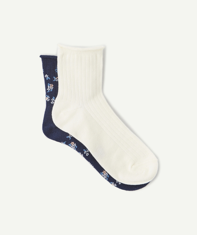Private sales Sub radius in - LONG WHITE AND BLUE FLOWER-PATTERNED SOCKS