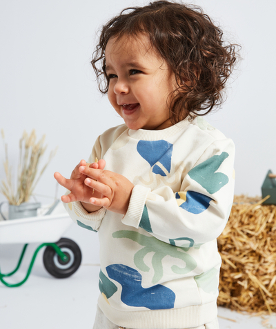 Baby-boy radius - BABY BOYS' CREAM SWEATSHIRT WITH AN OCTOPUS PATTERN AND COLOURED SHAPES