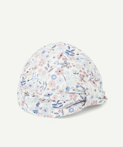 Hat, cap Tao Categories - BABY GIRLS' TURBAN WITH A FLORAL PRINT AND BOW