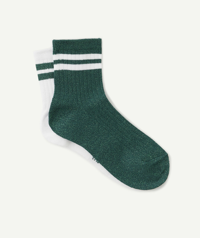 Girl radius - TWO PAIRS OF GREEN AND WHITE SPARKLING SOCKS